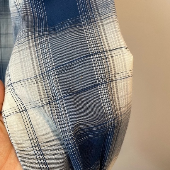 Maurices Plaid Floral Button Down Shirt Sz S Blue White Mixed Print Top Boho - Picture 11 of 11